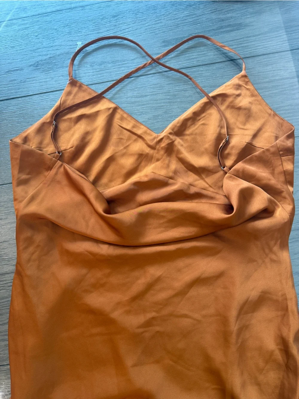 Abercrombie & Fitch Rust Satin Cross Back Maxi Dress Sz L 25967